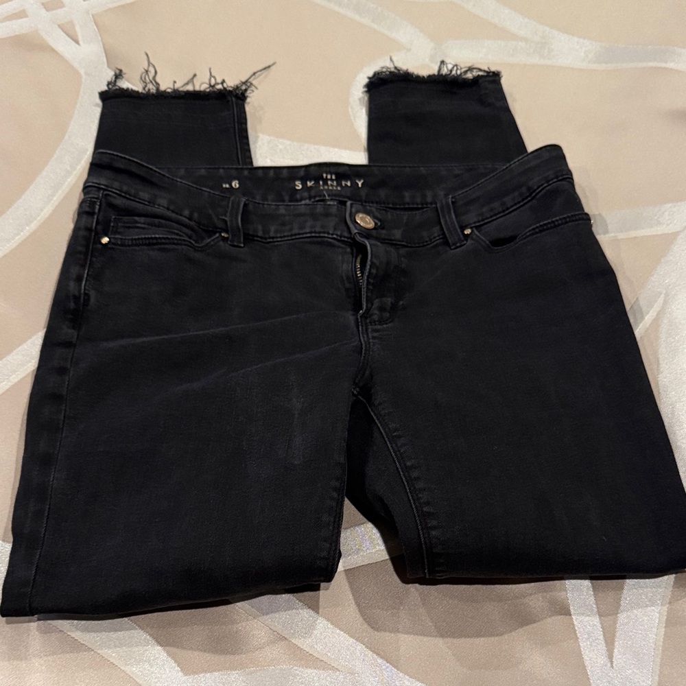 White House Black Market Frayed Hem Black Jeans